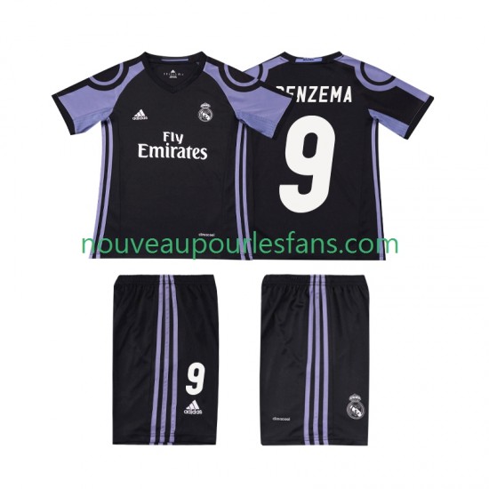 Maillot Real Madrid BENZEMA 9 2016 2017 Rétro Enfant Tenue 3ème Manche Courte