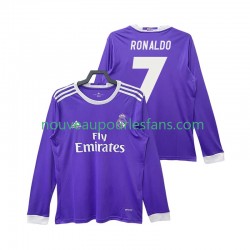 Maillot Real Madrid Cristiano Ronaldo 7 2016 2017 Rétro Homme Tenue Extérieur Manche Longue