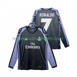 Maillot Real Madrid Cristiano Ronaldo 7 2016 2017 Rétro Homme Tenue 3ème Manche Longue