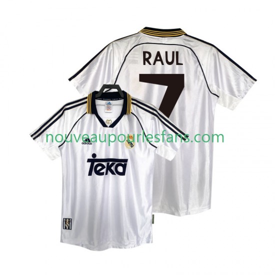Maillot Real Madrid RAUL 7 2000 Rétro Homme Tenue Domicile 1998 Manche Courte