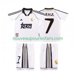 Maillot Real Madrid RAUL 7 2000 Rétro Enfant Tenue Domicile 1998 Manche Courte