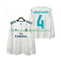 Maillot Real Madrid SERGIO RAMOS 4 2017 2018 Rétro Homme Tenue Domicile Manche Longue