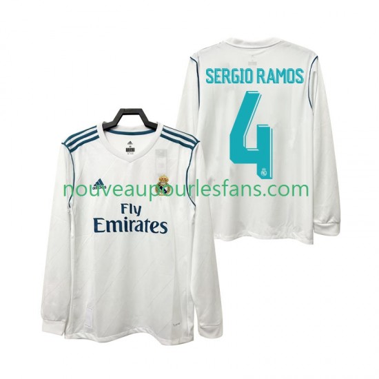 Maillot Real Madrid SERGIO RAMOS 4 2017 2018 Rétro Homme Tenue Domicile Manche Longue