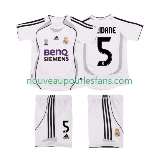 Maillot Real Madrid ZIDANE 5 2007 Rétro Enfant Tenue Domicile 2006 Manche Courte