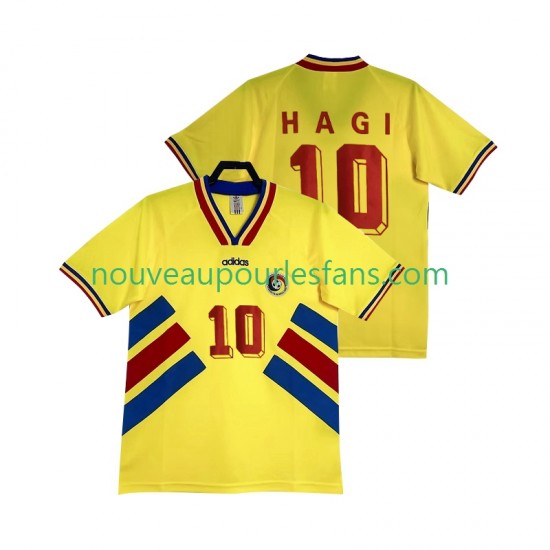 Maillot Roumanie Hagi 10 Rétro Homme Tenue Domicile 1994 Manche Courte