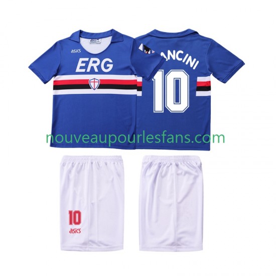 Maillot Sampdoria MANCINI 10 1990 1991 Rétro Enfant Tenue Domicile Manche Courte