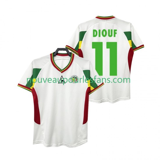 Maillot Sénégal DIOUF 11 Rétro Homme Tenue Domicile 2002 Manche Courte