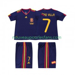Maillot Espagne DAVID VILLA 7 Rétro Enfant Tenue Extérieur 2010 Manche Courte