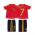 Maillot Espagne DAVID VILLA 7 Rétro Enfant Tenue Domicile 2008 Manche Courte