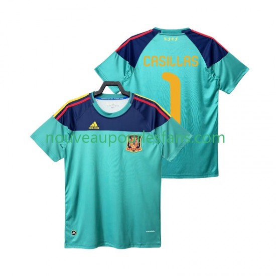 Maillot Espagne Casillas 1 Gardien Rétro Homme Tenue Domicile 2010 Manche Courte