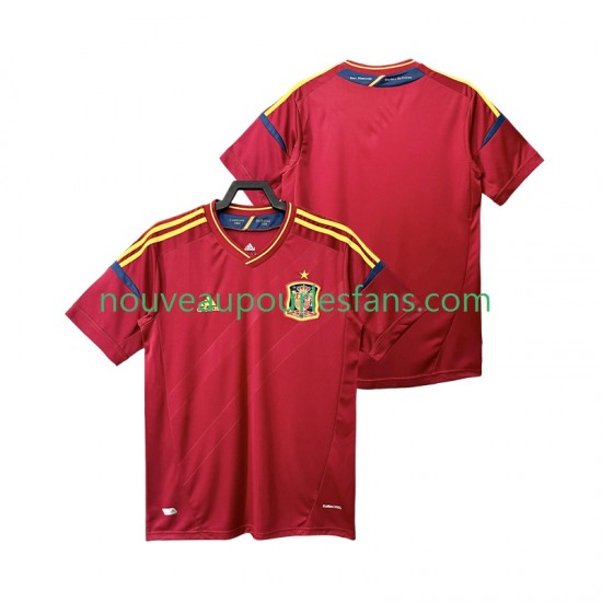 Maillot Espagne 2012 Rétro Homme Tenue Domicile Manche Courte
