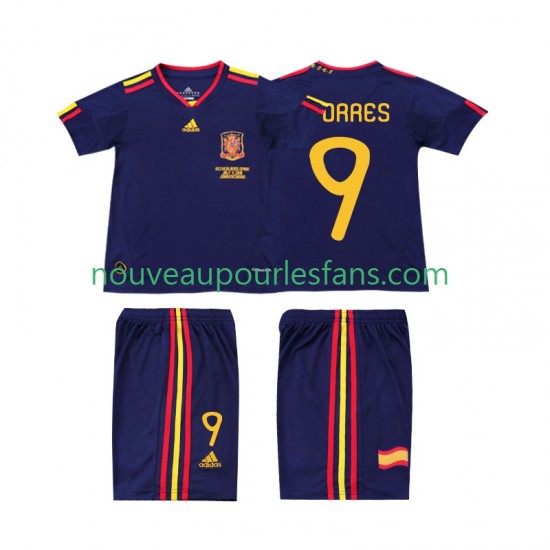 Maillot Espagne TORRES 9 Rétro Enfant Tenue Extérieur 2010 Manche Courte