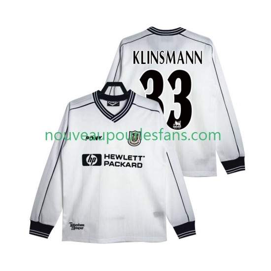 Maillot Tottenham Hotspur KLINSMANN 33 1997 Rétro Homme Tenue Domicile 1999 Manche Longue
