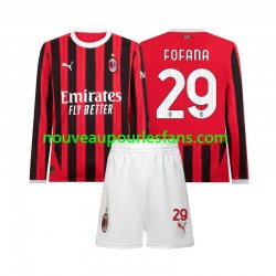 Maillot AC Milan Youssouf Fofana 29 Enfant Tenue Domicile 2024-2025 Manche Longue