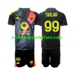 Maillot AS Rome Mile Svilar 99 Gardien Enfant Tenue Domicile 2024-2025 Manche Courte