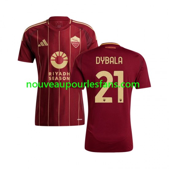 Maillot AS Rome Paulo Dybala 21 Homme Tenue Domicile 2024-2025 Manche Courte