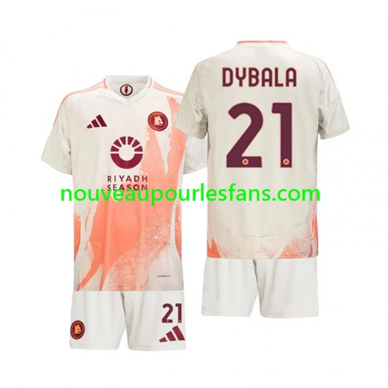 Maillot AS Rome Paulo Dybala 21 Enfant Tenue Extérieur 2024-2025 Manche Courte