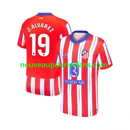 Maillot Atlético Madrid Julian Alvarez 19 Homme Tenue Domicile 2024-2025 Manche Courte