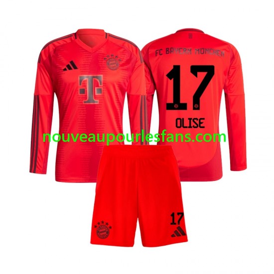 Maillot Bayern Munich Michael Olise 17 Enfant Tenue Domicile 2024-2025 Manche Longue