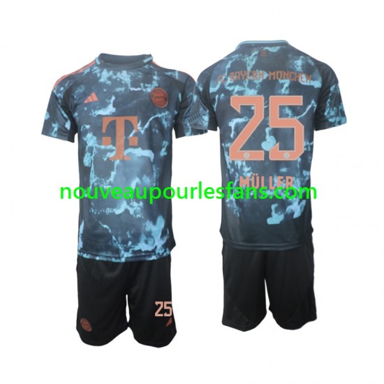 Maillot Bayern Munich Muller 25 Enfant Tenue Extérieur 2024-2025 Manche Courte