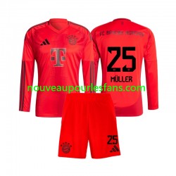 Maillot Bayern Munich Thomas Muller 25 Enfant Tenue Domicile 2024-2025 Manche Longue