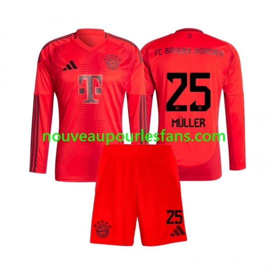 Maillot Bayern Munich Thomas Muller 25 Enfant Tenue Domicile 2024-2025 Manche Longue
