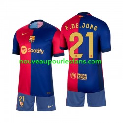 Maillot FC Barcelone Frenkie de Jong 21 Enfant Tenue Domicile 2024-2025 Manche Courte