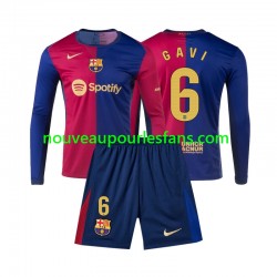 Maillot FC Barcelone Gavi 6 Enfant Tenue Domicile 2024-2025 Manche Longue