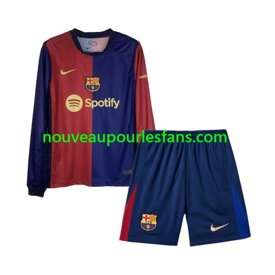 Maillot FC Barcelone Enfant Tenue Domicile 2024-2025 Manche Longue