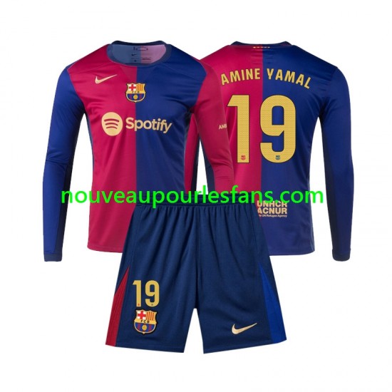 Maillot FC Barcelone Lamine Yamal 19 Enfant Tenue Domicile 2024-2025 Manche Longue