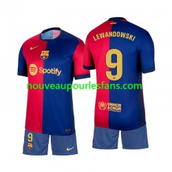 Maillot FC Barcelone Lewandowski 9 Enfant Tenue Domicile 2024-2025 Manche Courte
