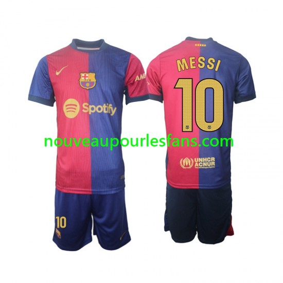 Maillot FC Barcelone Lionel Messi 10 Enfant Tenue Domicile 2024-2025 Manche Courte
