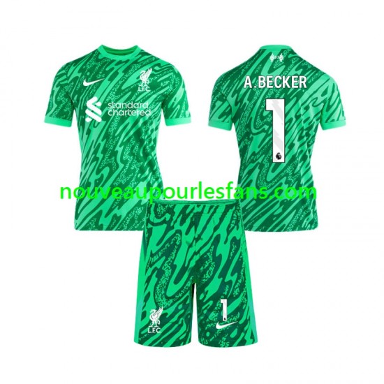 Maillot Liverpool Alisson Becker 1 Gardien Enfant Tenue Extérieur 2024-2025 Manche Courte