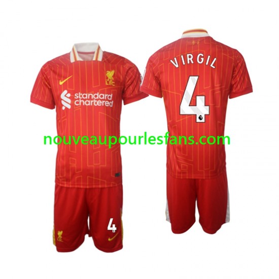 Maillot Liverpool Virgil 4 Enfant Tenue Domicile 2024-2025 Manche Courte