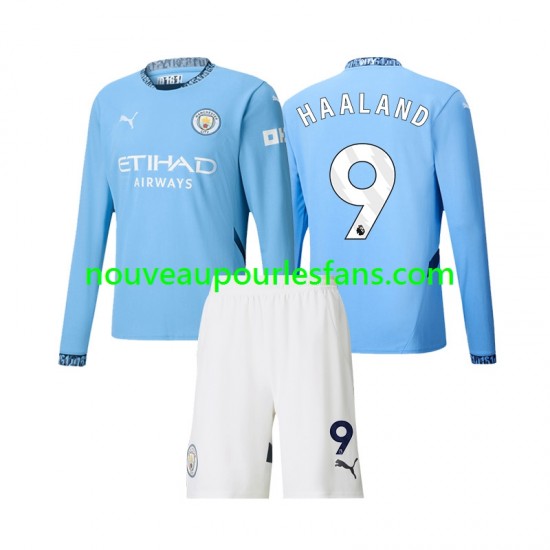 Maillot Manchester City Erling Haaland 9 Enfant Tenue Domicile 2024-2025 Manche Longue