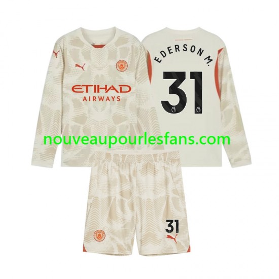 Maillot Manchester City Ederson Moraes 31 Gardien Enfant Tenue 3ème 2024-2025 Manche Longue