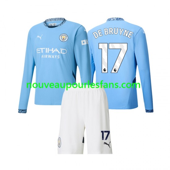 Maillot Manchester City Kevin De Bruyne 17 Enfant Tenue Domicile 2024-2025 Manche Longue