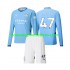 Maillot Manchester City Phil Foden 47 Enfant Tenue Domicile 2024-2025 Manche Longue