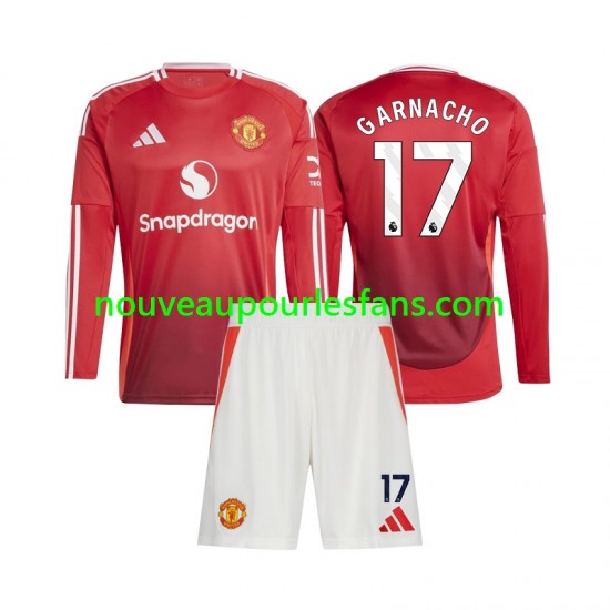 Maillot Manchester United Alejandro Garnacho 17 Enfant Tenue Domicile 2024-2025 Manche Longue