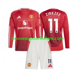 Maillot Manchester United Joshua Zirkzee 11 Enfant Tenue Domicile 2024-2025 Manche Longue