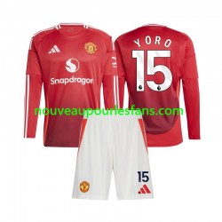Maillot Manchester United Leny Yoro 15 Enfant Tenue Domicile 2024-2025 Manche Longue