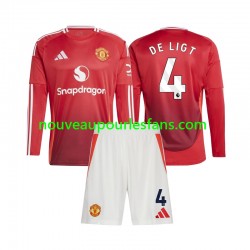 Maillot Manchester United Matthijs de Ligt 4 Enfant Tenue Domicile 2024-2025 Manche Longue