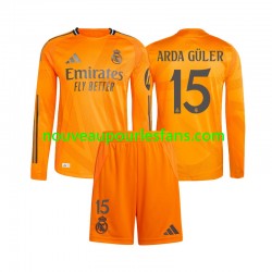 Maillot Real Madrid Arda Guler 15 Enfant Tenue Extérieur 2024-2025 Manche Longue