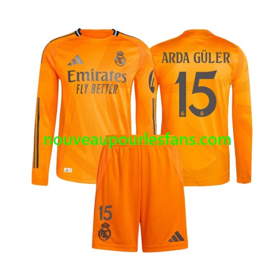 Maillot Real Madrid Arda Guler 15 Enfant Tenue Extérieur 2024-2025 Manche Longue