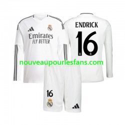 Maillot Real Madrid Endrick 16 Enfant Tenue Domicile 2024-2025 Manche Longue