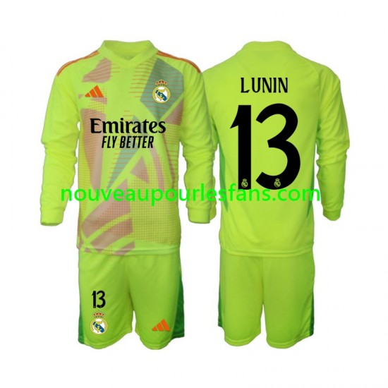Maillot Real Madrid Lunin 13 Gardien Enfant Tenue 4ème 2024-2025 Manche Longue