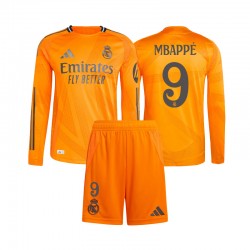 Maillot Real Madrid Mbappé 9 Enfant Tenue Extérieur 2024-2025 Manche Longue