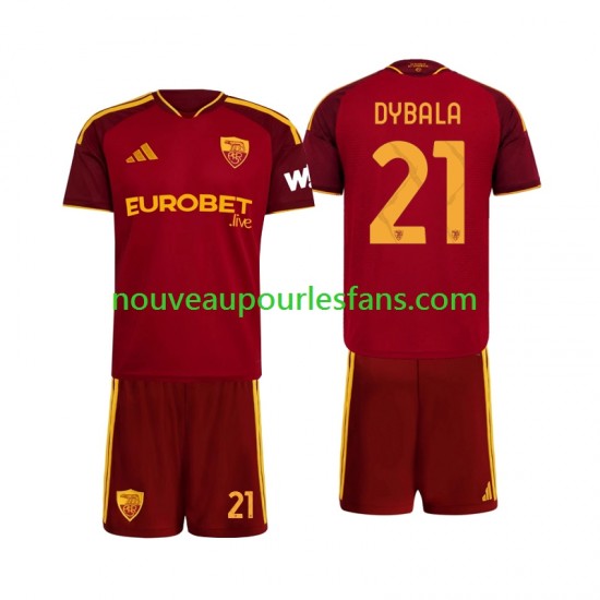 Maillot AS Rome Paulo Dybala 21 Enfant Tenue Domicile 2026-2027 Manche Courte