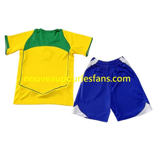 Maillot Brésil 2004 Rétro Enfant Tenue Domicile Manche Courte