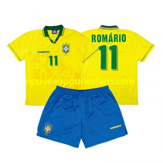 Maillot Brésil Romario 11 Rétro Enfant Tenue Domicile 1994 Manche Courte